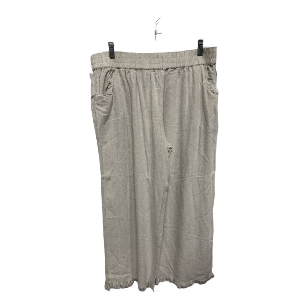 Umgee Linen Blend Pants NWT Beige Off White Beach Coverup Wide Leg Flare